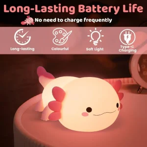 Silicone LED Axolotl  Night Light animal lamp Touch Sensor - Thumbnail Image 3