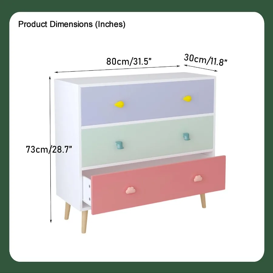 Nursery 3-drawer dresser with cartoon pulls - Image 3