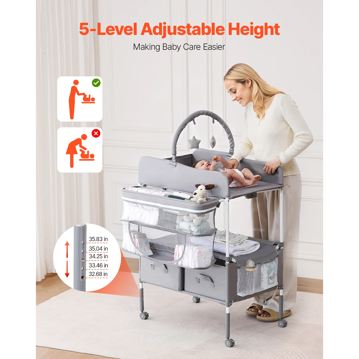 Baby Changing Table Foldable Diaper Change Station - Image 2