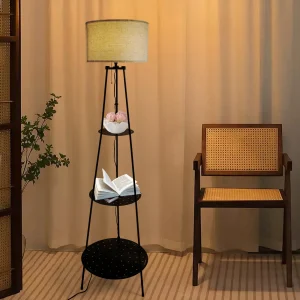 Floor Lamp with 3-Tier Storage Shelves 3-color Dimmable Lamp LED Baby room - Thumbnail Image 4