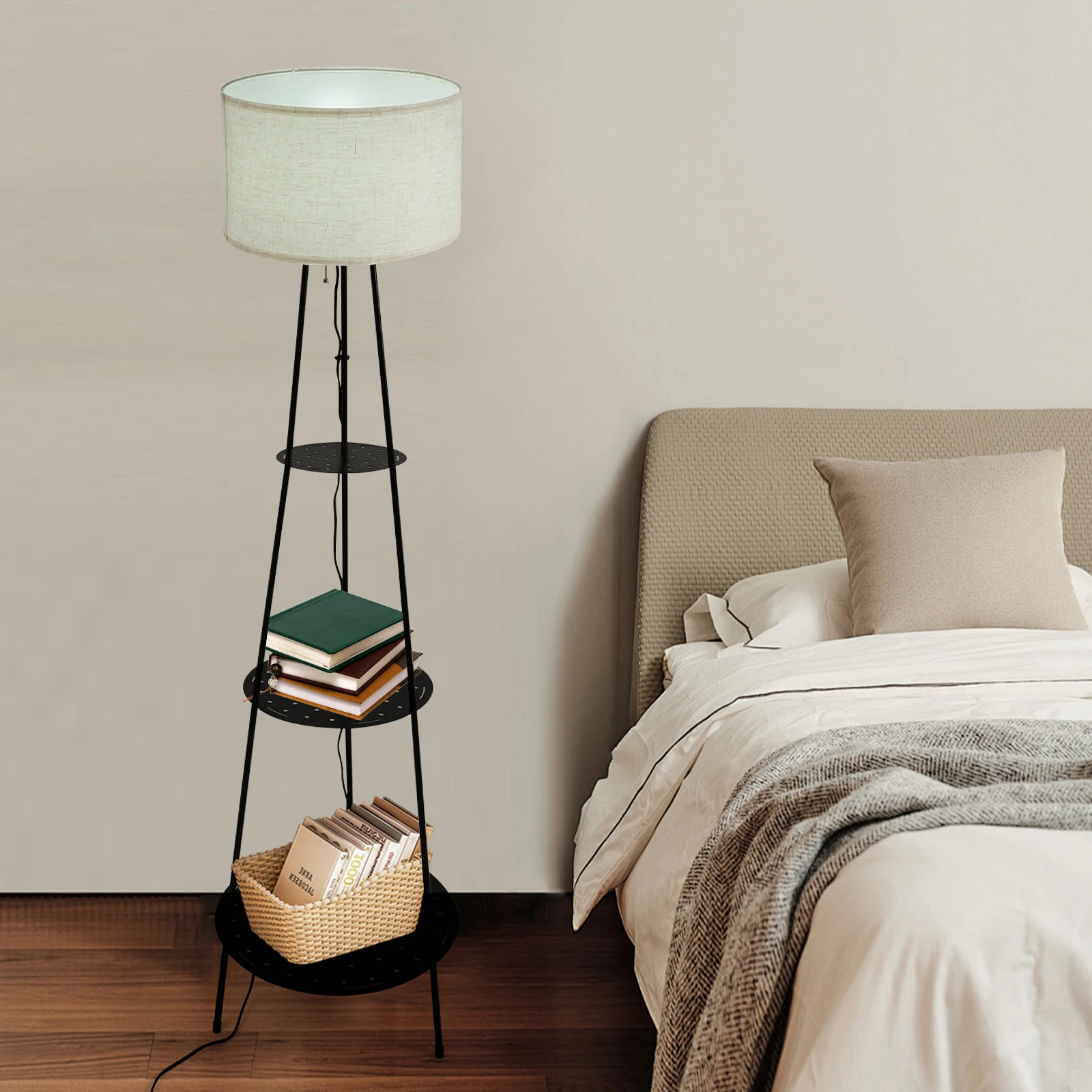 Floor Lamp with 3-Tier Storage Shelves 3-color Dimmable Lamp LED Baby room - Image 2
