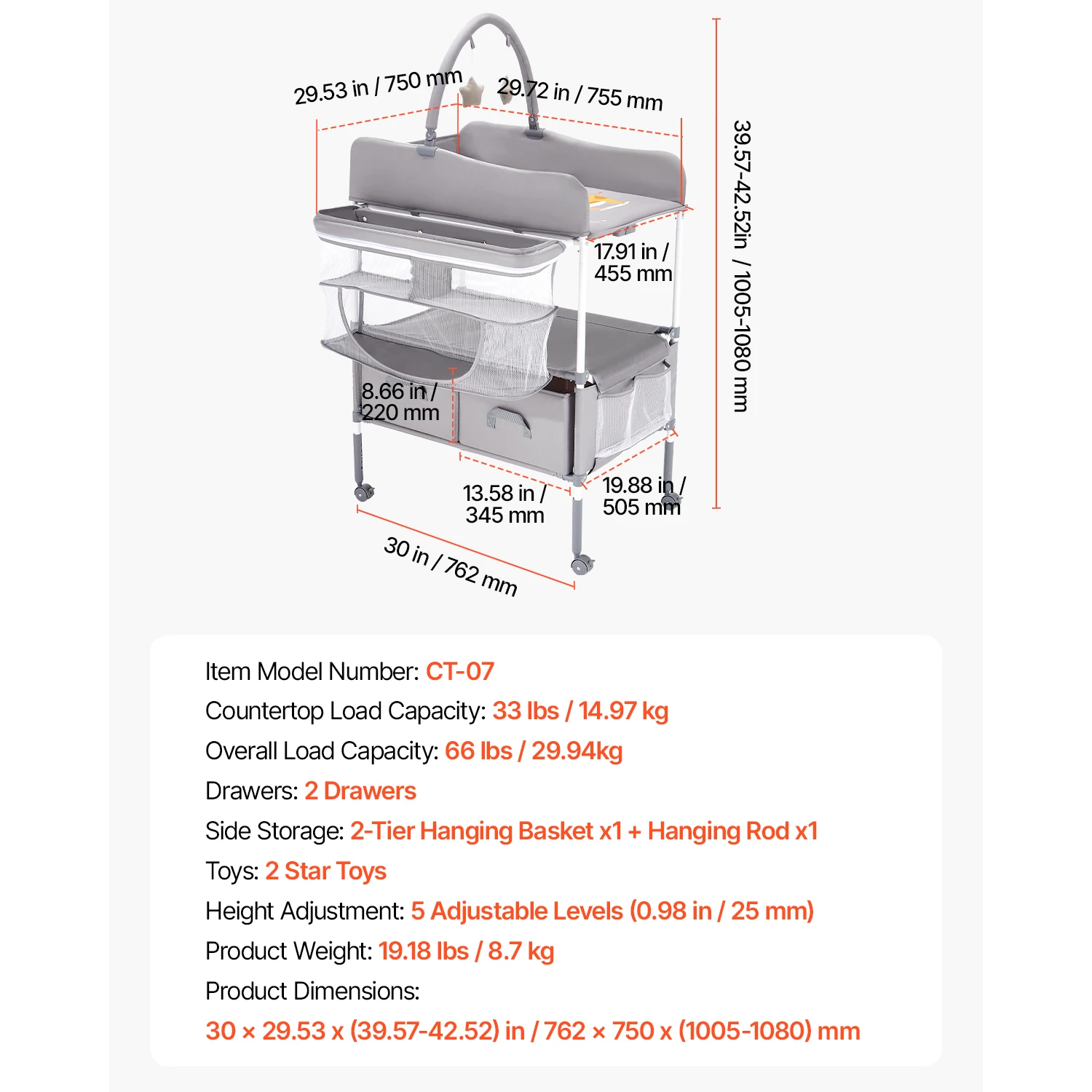 Baby Changing Table Foldable Diaper Change Station - Image 6